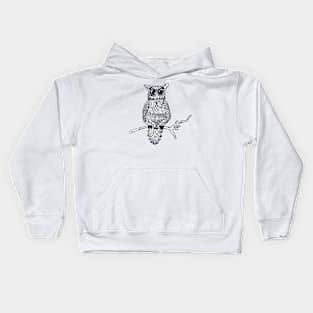 Monochrome Owl Kids Hoodie